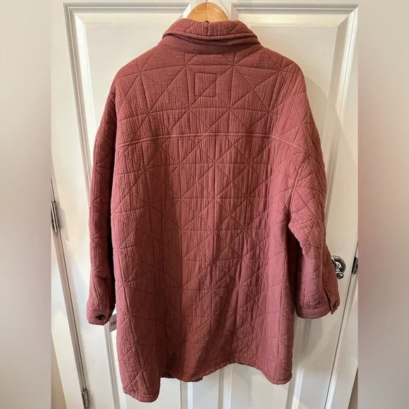 Avec Les Filles Dusty Rose Quilted Cotton Gauze Coat NWT - Picture 4 of 7